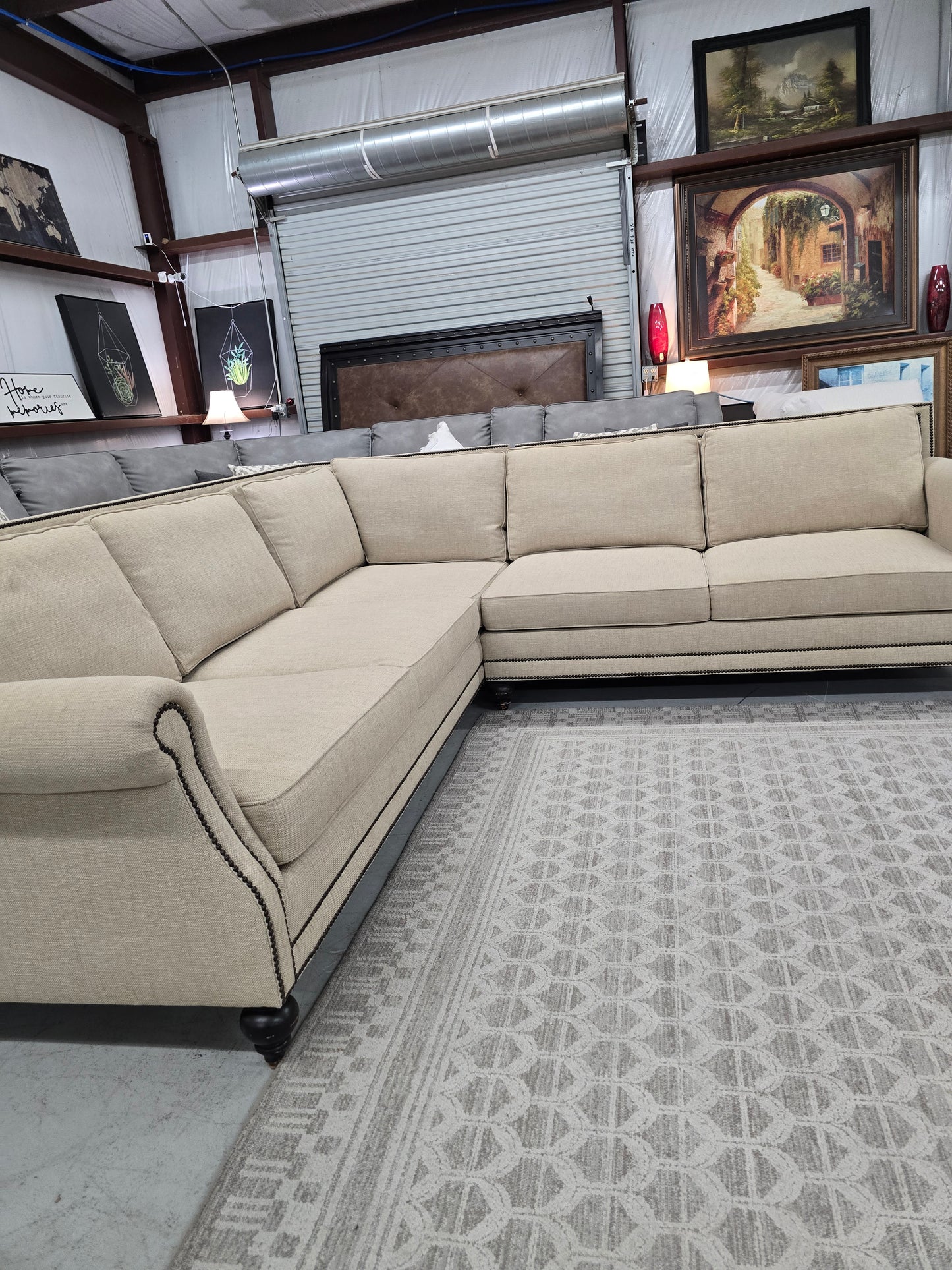 Luxury Bernhardt Nailhead Sectional Sofa – Like New