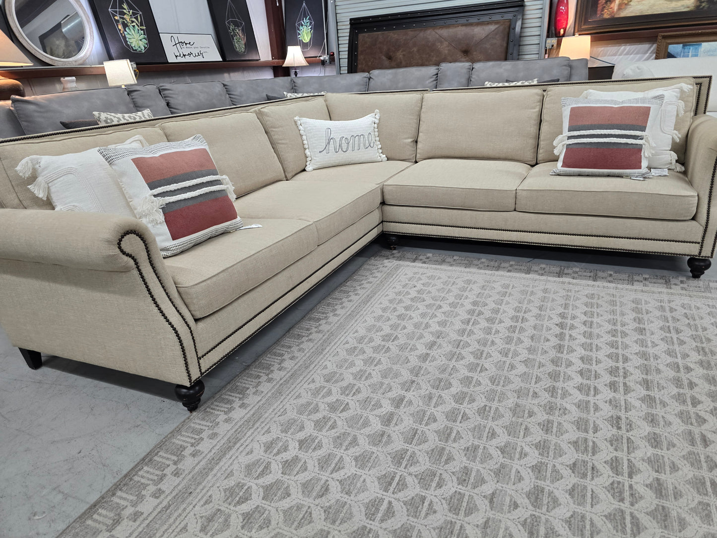 Luxury Bernhardt Nailhead Sectional Sofa – Like New