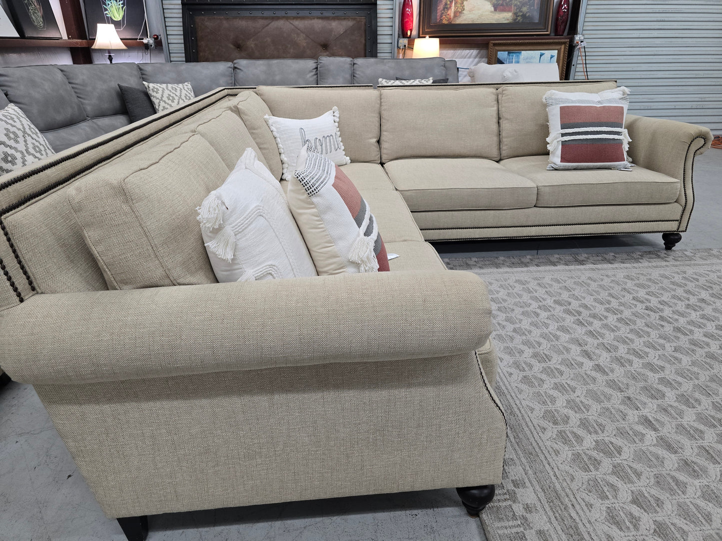 Luxury Bernhardt Nailhead Sectional Sofa – Like New