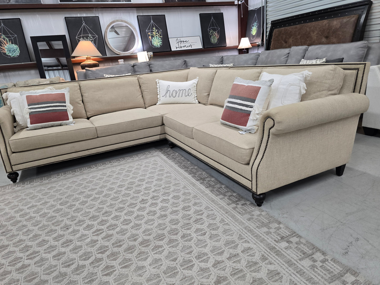 Luxury Bernhardt Nailhead Sectional Sofa – Like New