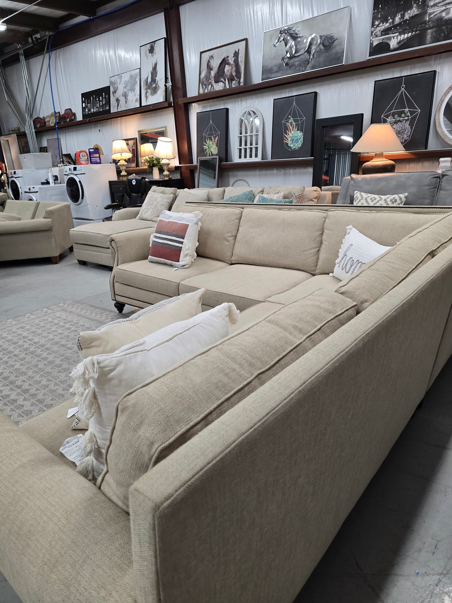 Luxury Bernhardt Nailhead Sectional Sofa – Like New