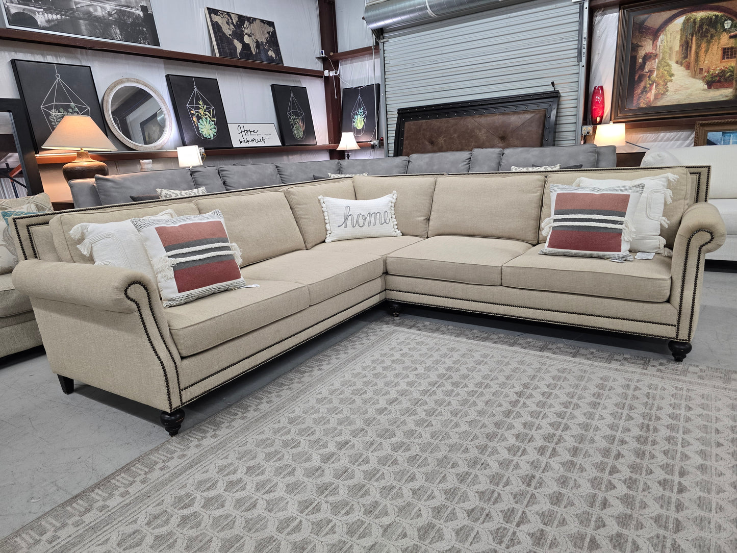 Luxury Bernhardt Nailhead Sectional Sofa – Like New