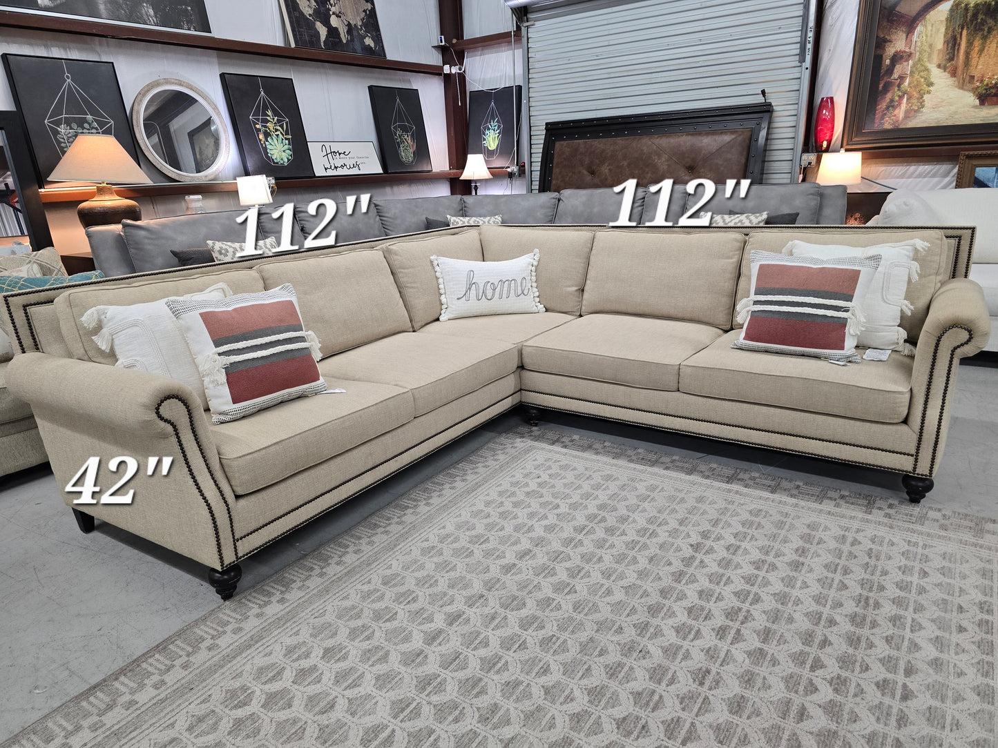 Luxury Bernhardt Nailhead Sectional Sofa – Like New