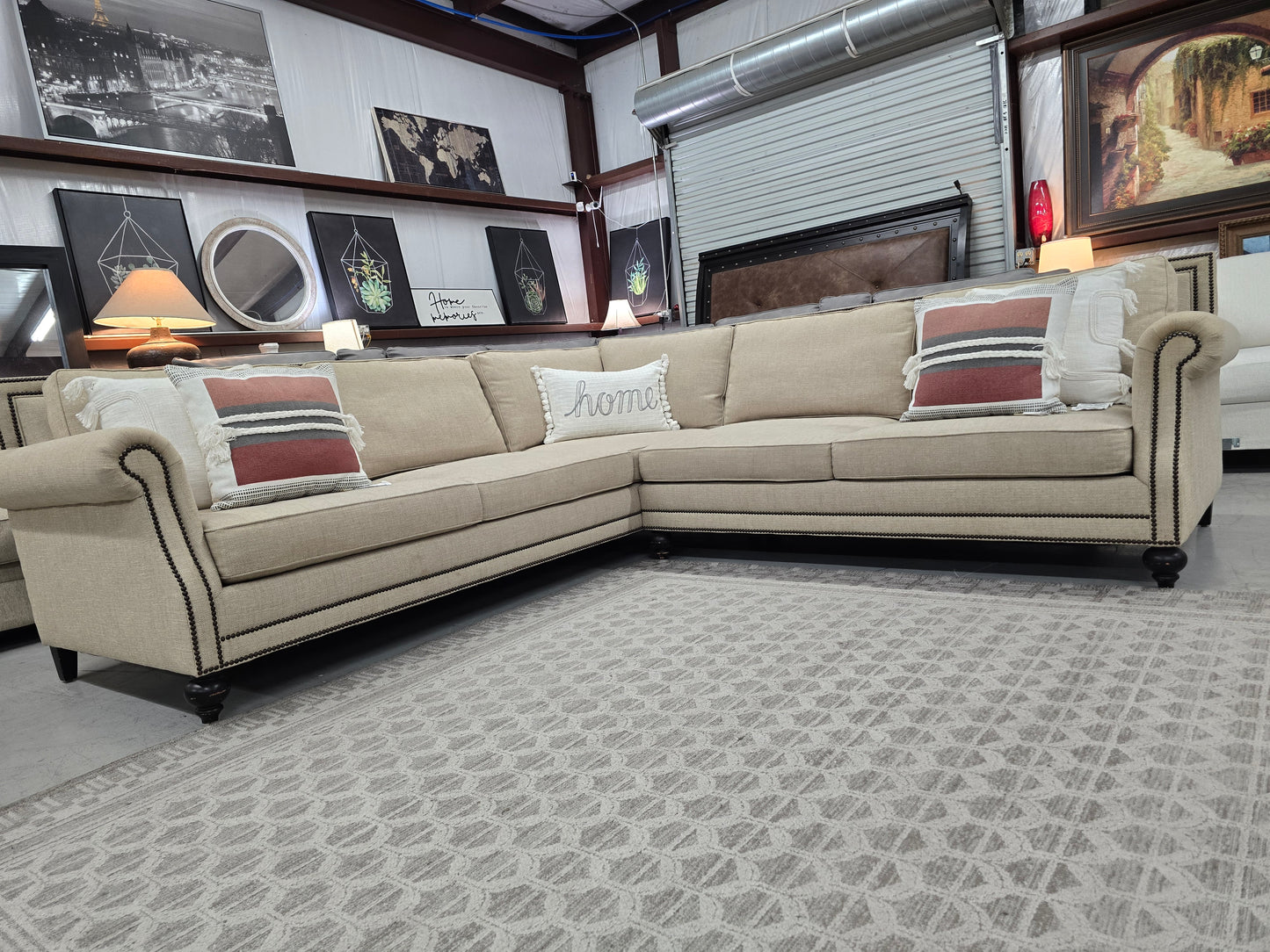 Luxury Bernhardt Nailhead Sectional Sofa – Like New