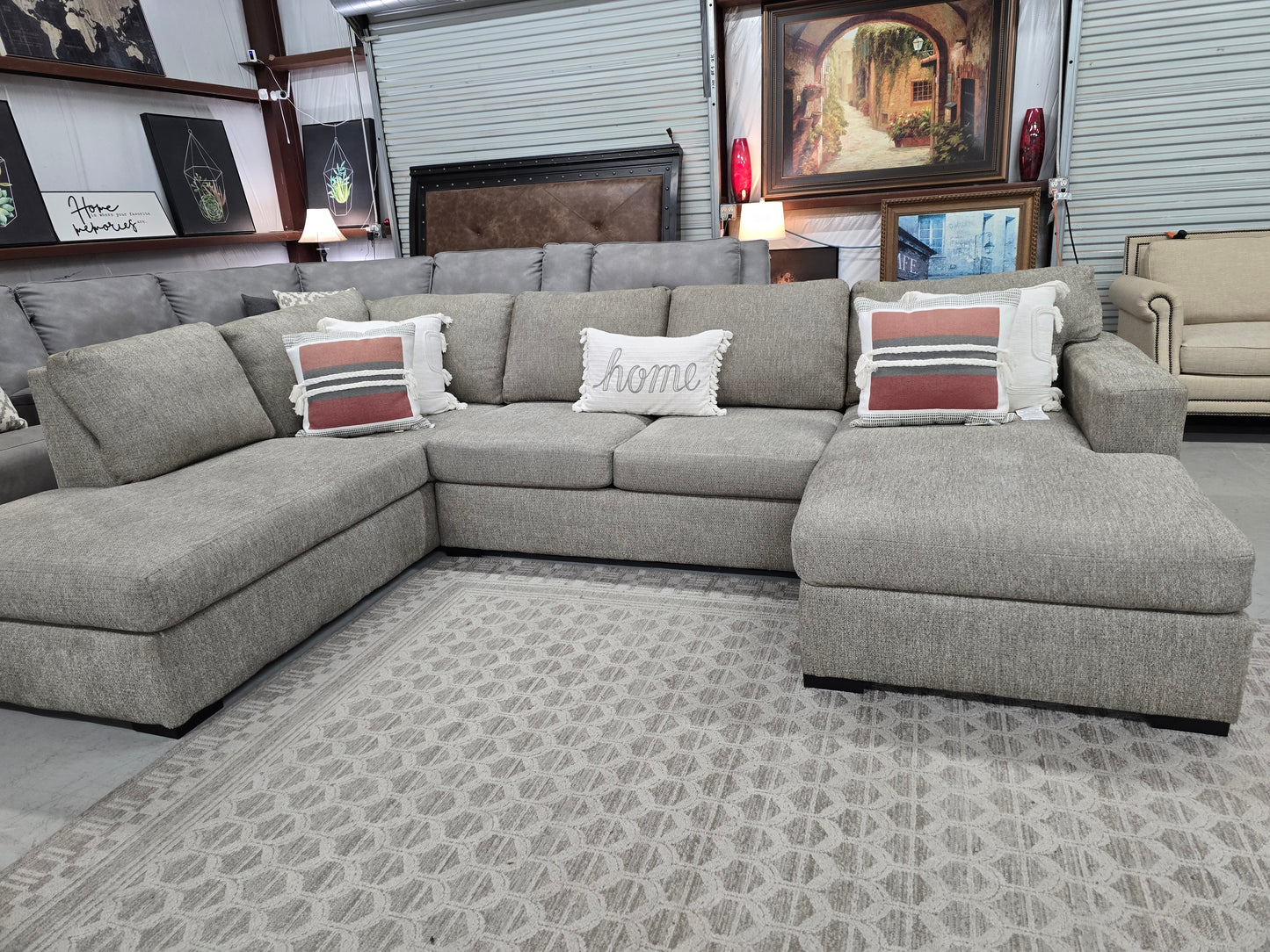 Light Gray U-Shaped Sectional Couch with Double Chaise – Living Spaces