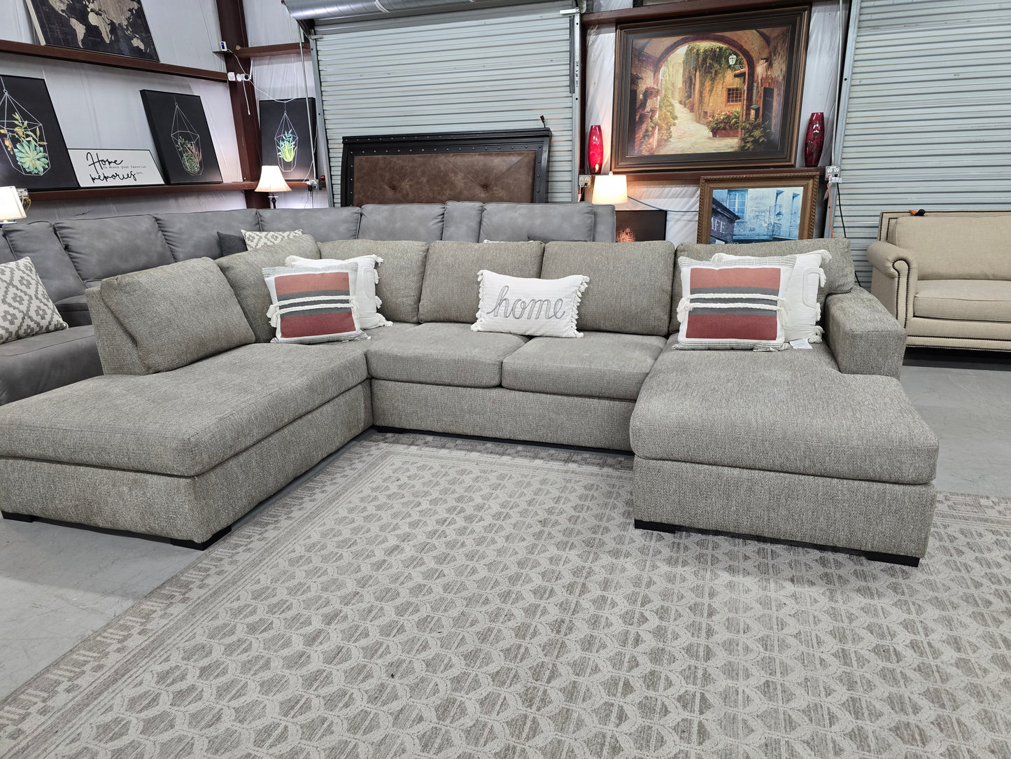 Light Gray U-Shaped Sectional Couch with Double Chaise – Living Spaces
