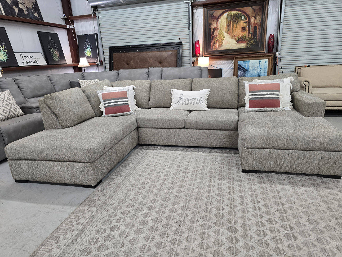 Light Gray U-Shaped Sectional Couch with Double Chaise – Living Spaces