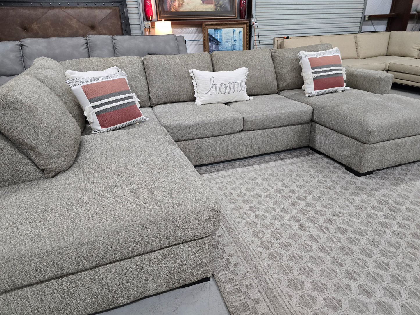Light Gray U-Shaped Sectional Couch with Double Chaise – Living Spaces