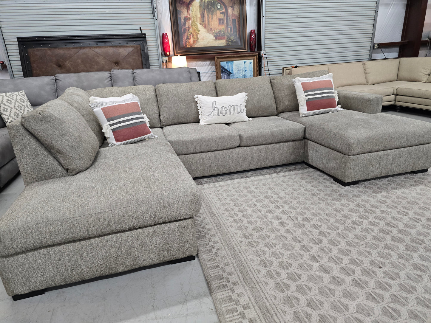 Light Gray U-Shaped Sectional Couch with Double Chaise – Living Spaces