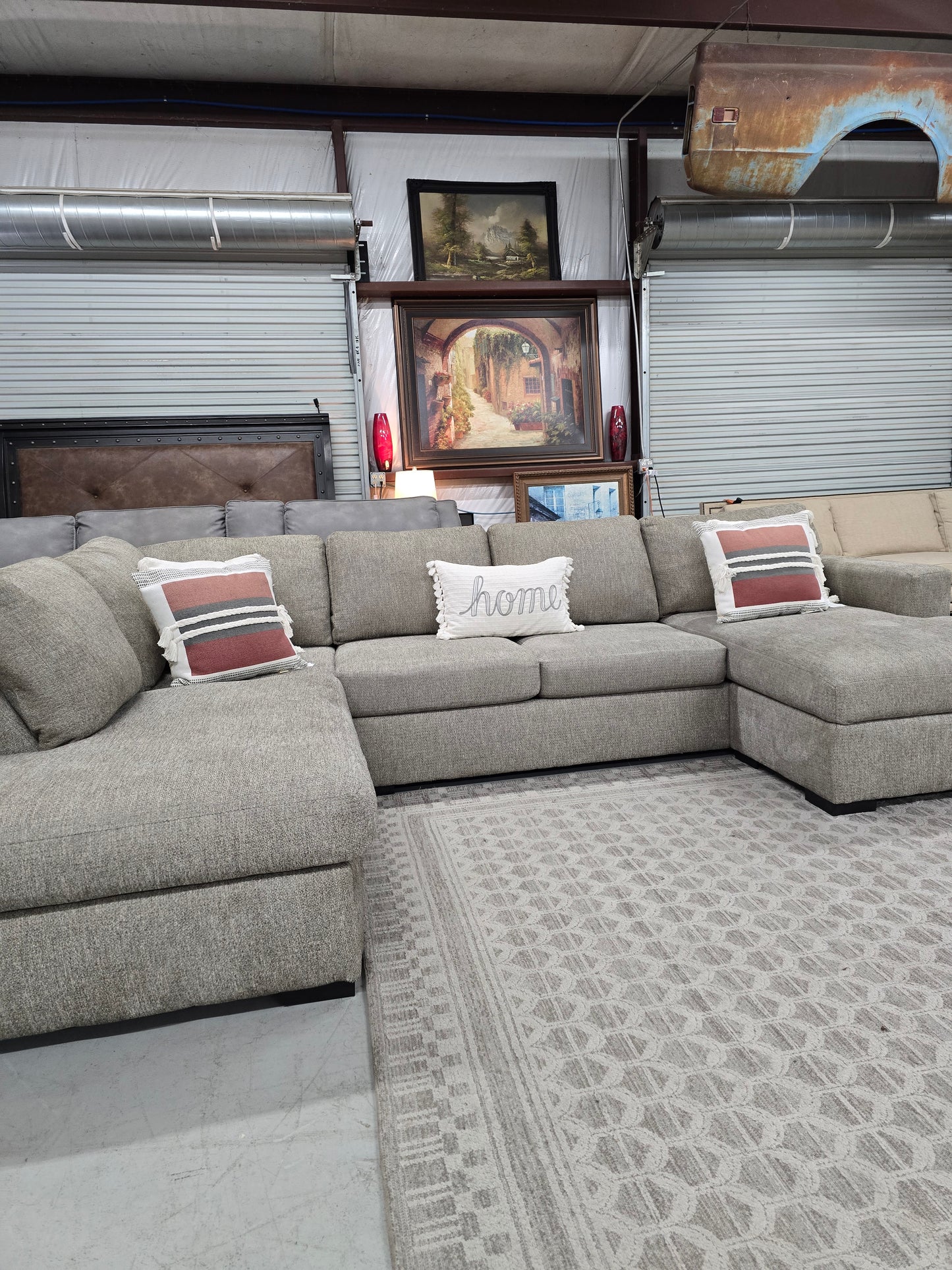 Light Gray U-Shaped Sectional Couch with Double Chaise – Living Spaces