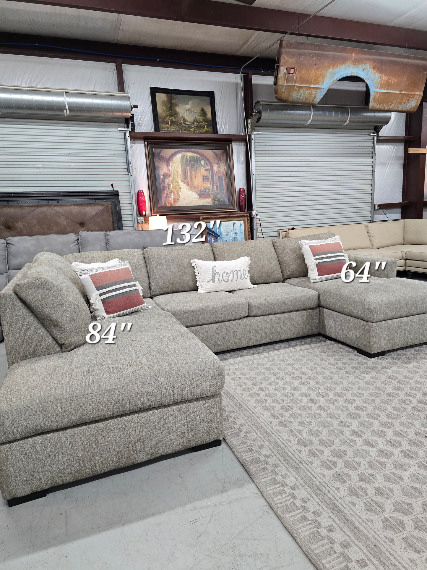 Light Gray U-Shaped Sectional Couch with Double Chaise – Living Spaces