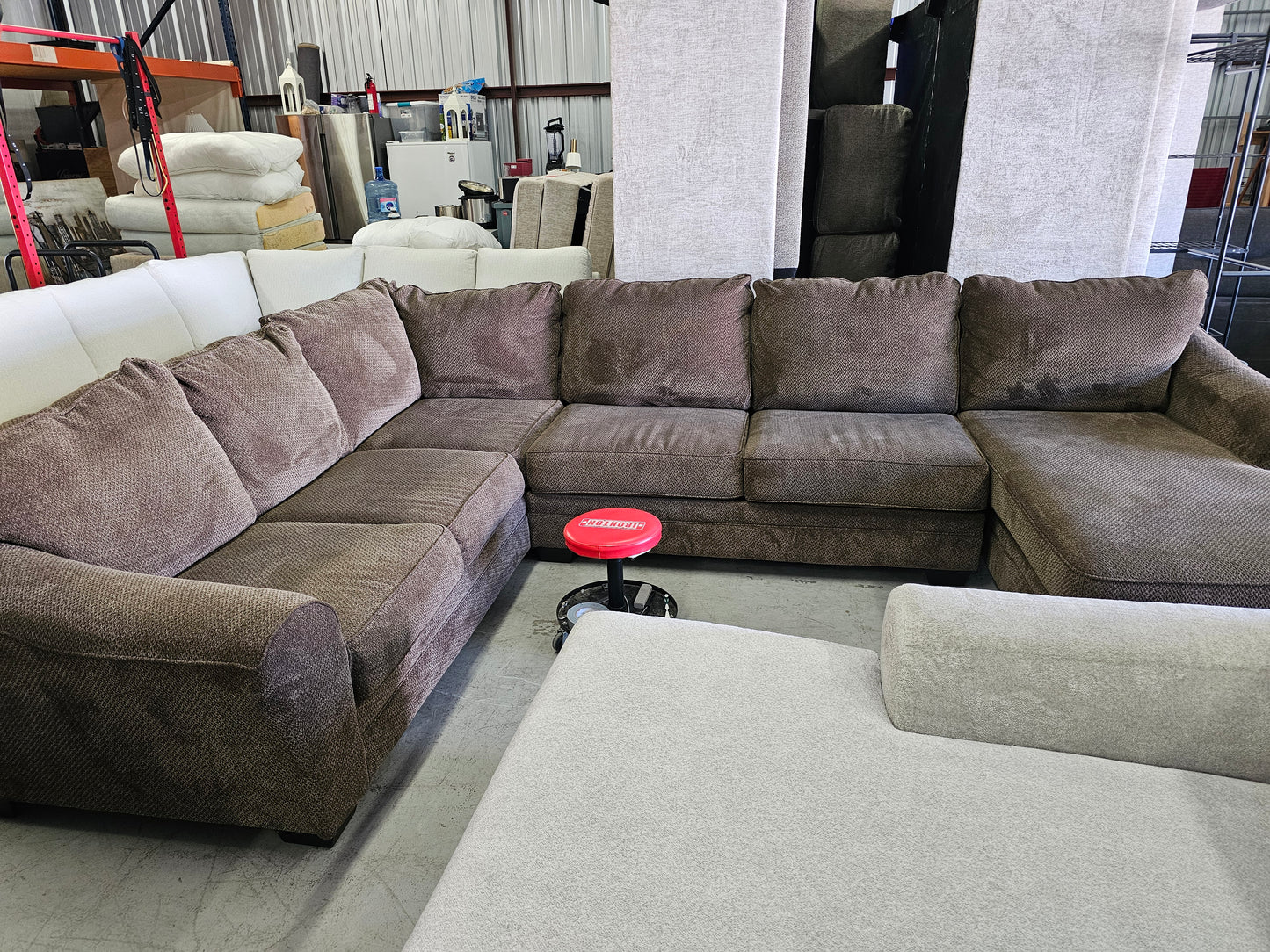 Brown U-shaped Sectional Couch