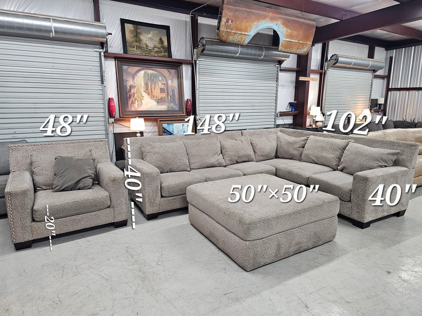 Massive Oversized Sectional Couch with Ottoman & Chair – Living Spaces - D26