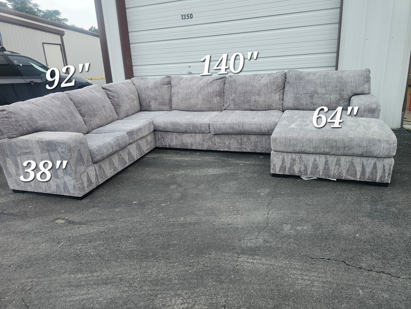 Light Blue U-Shaped Sectional Couch - D34