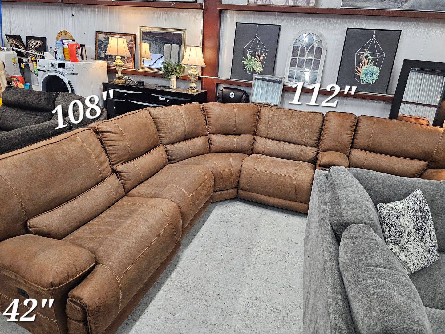 Power Reclining Brown Sectional Couch - D27