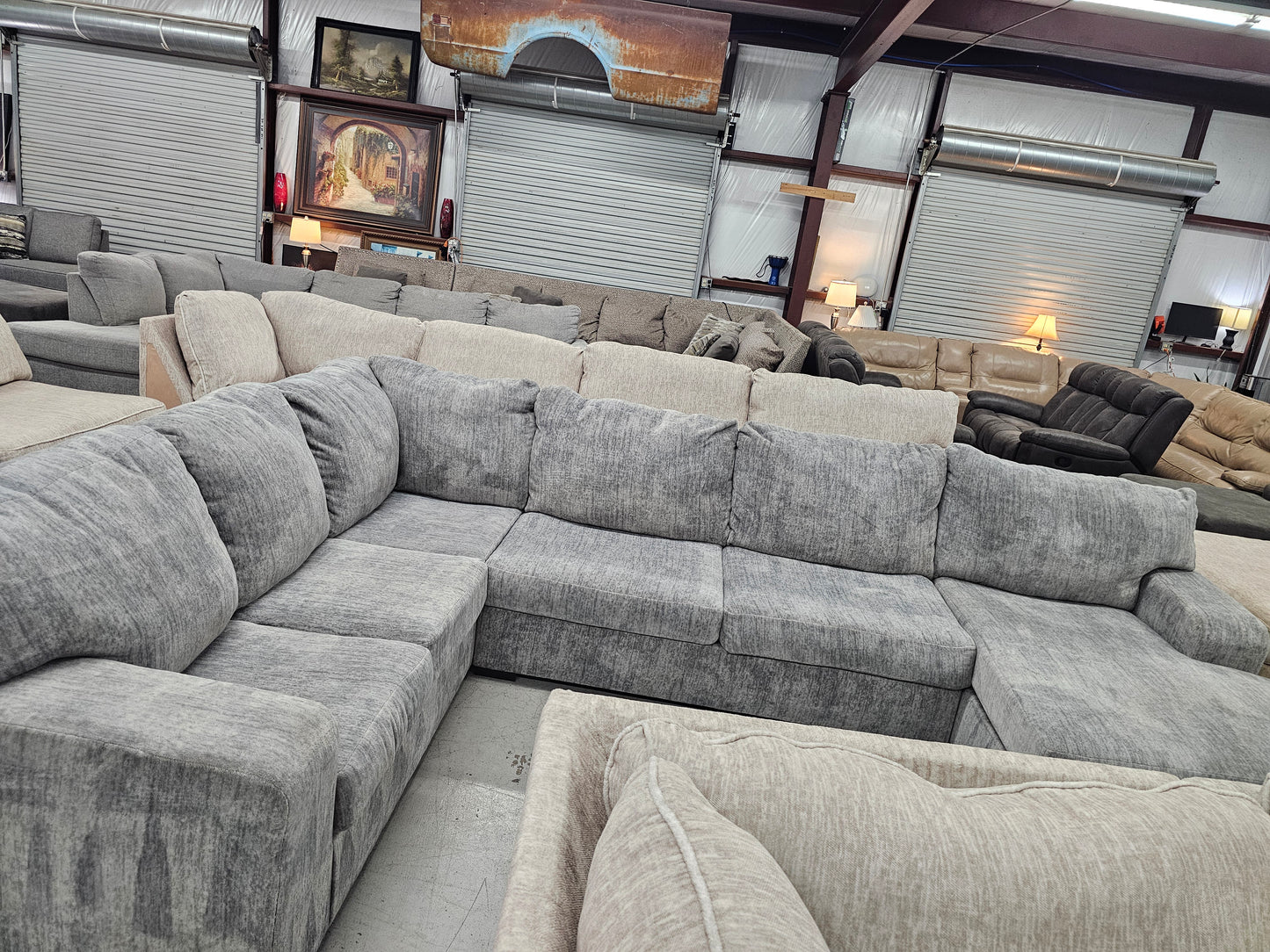 Light Blue U-Shaped Sectional Couch - D34