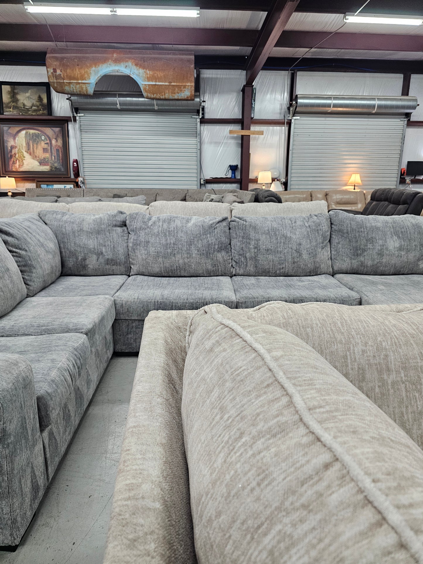 Light Blue U-Shaped Sectional Couch - D34