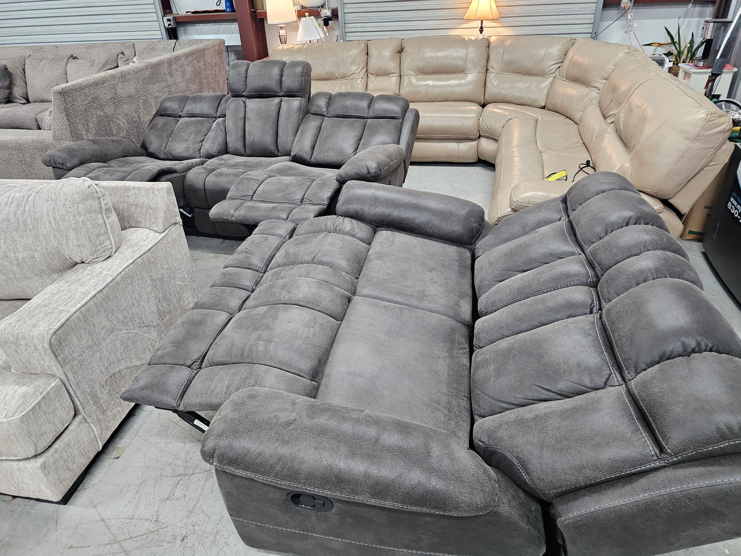 Gray Reclining Couch & Loveseat Set - D37