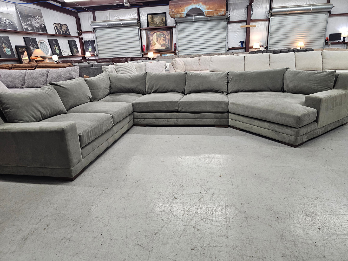 Huge Olive Green Sectional Couch – Jonathan Louis - D42