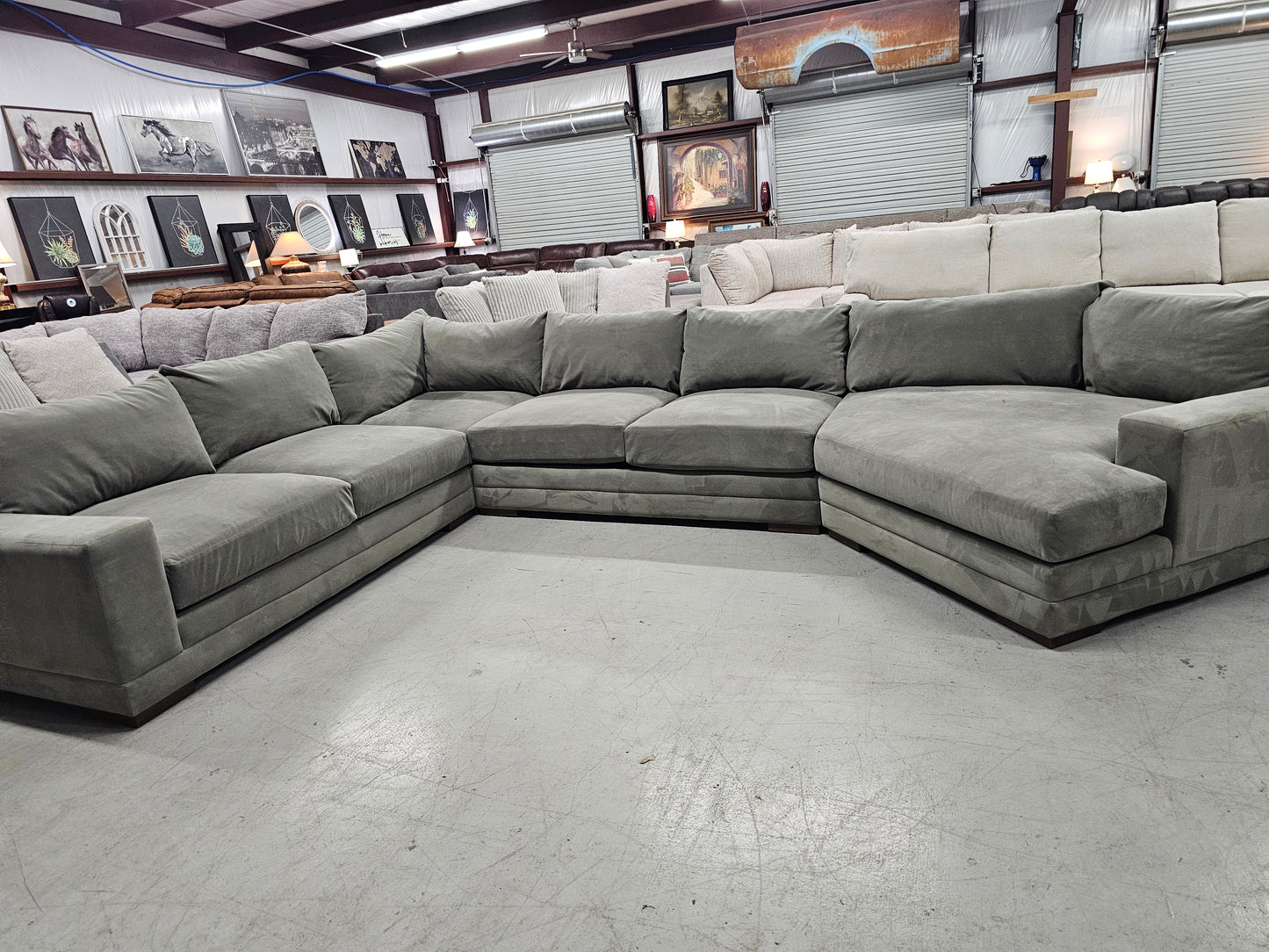 Huge Olive Green Sectional Couch – Jonathan Louis - D42