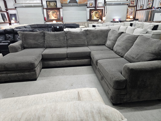 Gray U-Shaped Sectional Couch with Interchangeable Chaise Lounge - D56