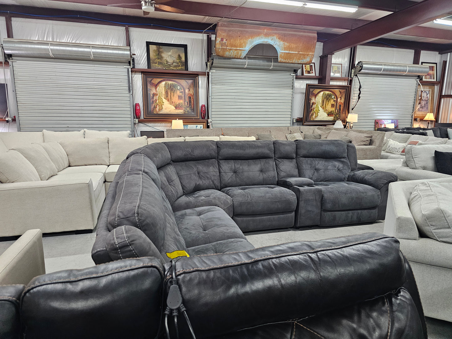 Reclining Gray Modular Sectional Couch - D59