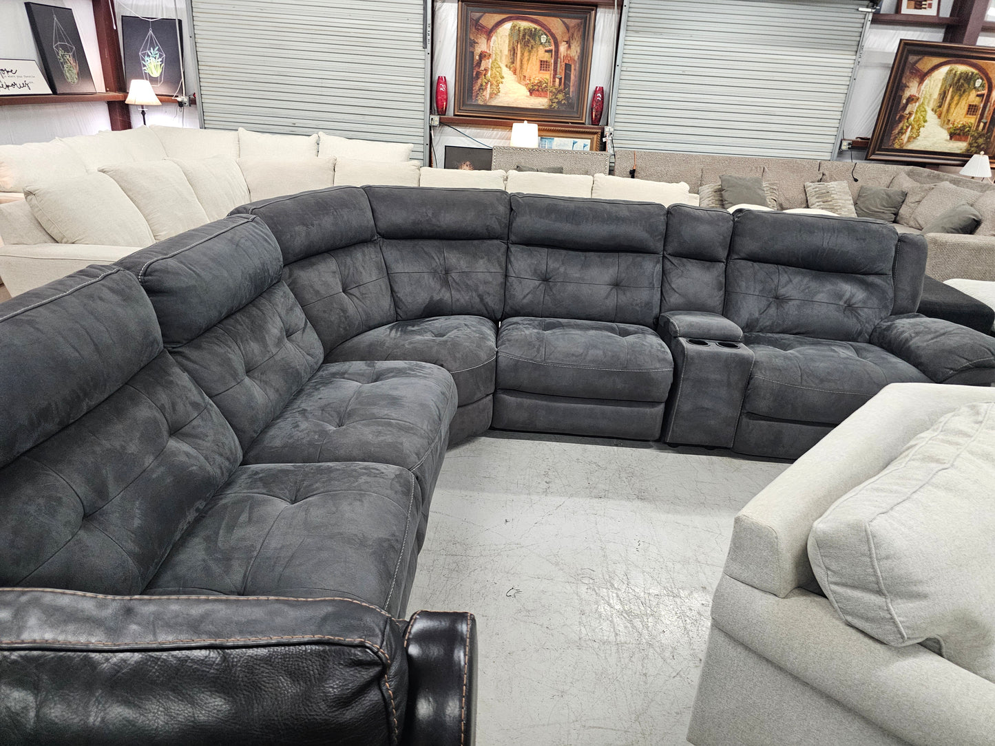 Reclining Gray Modular Sectional Couch - D59