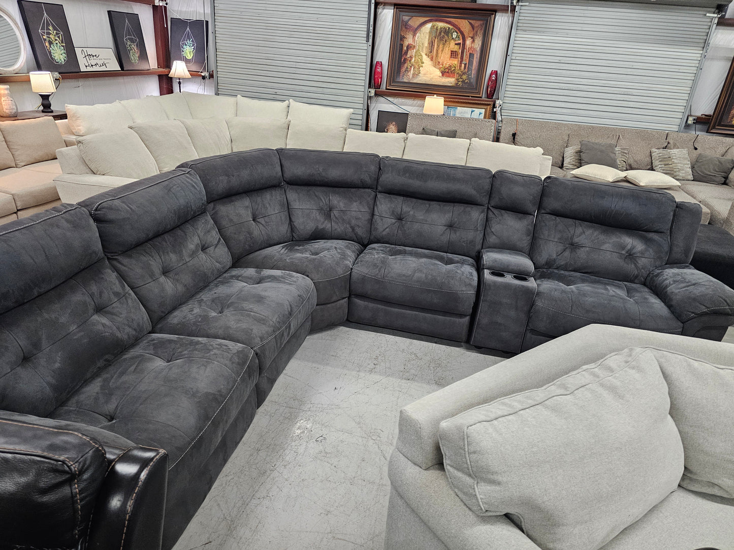Reclining Gray Modular Sectional Couch - D59
