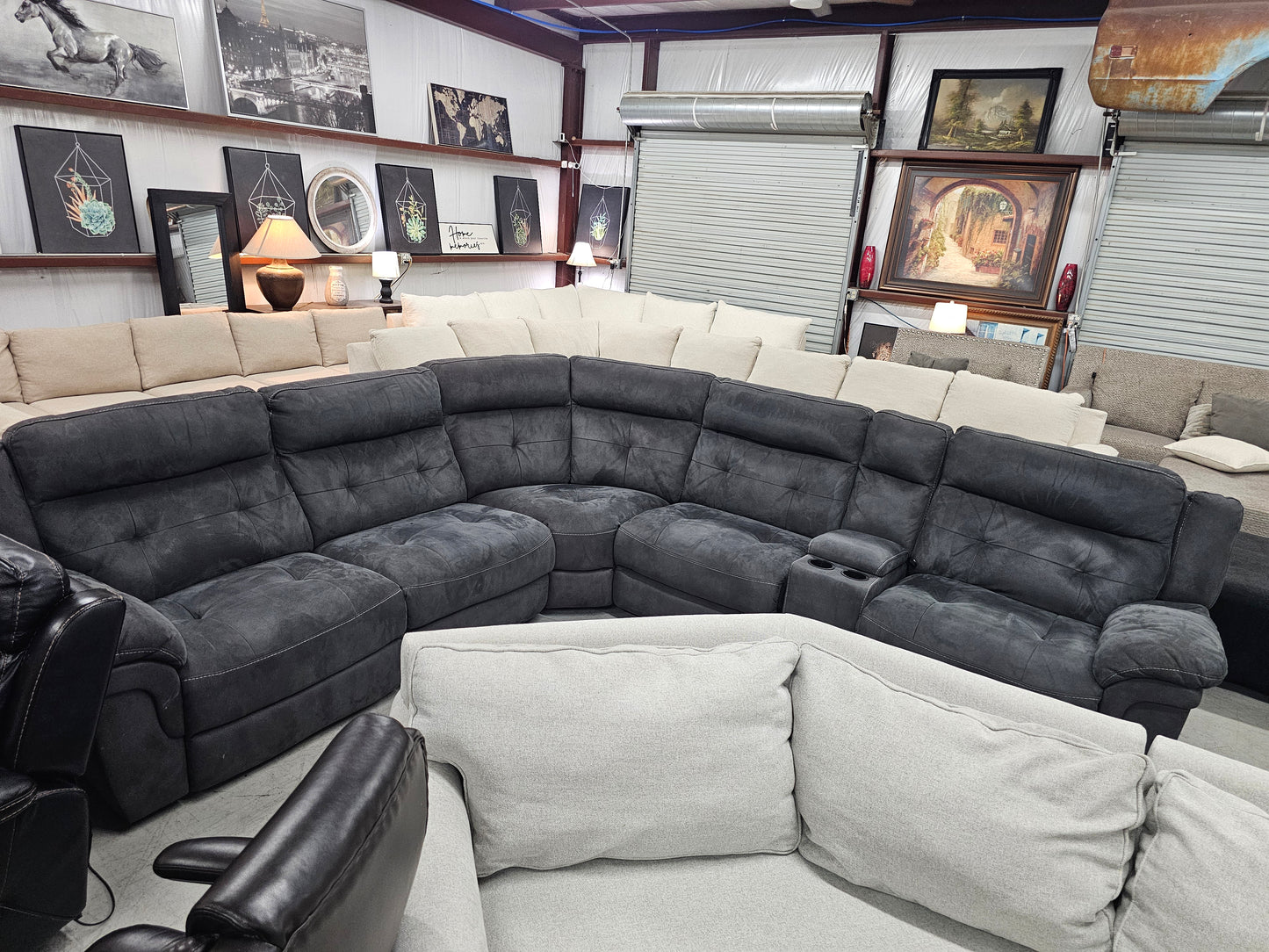 Reclining Gray Modular Sectional Couch - D59