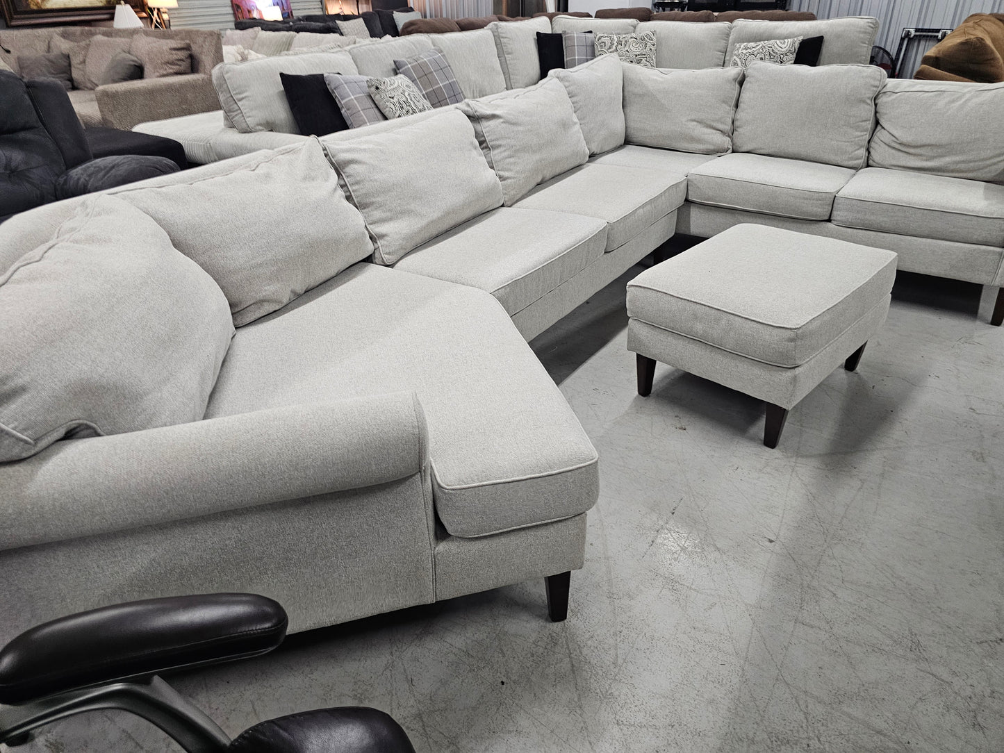 Gray Emerson Sectional by Havertys with Ottoman - D57