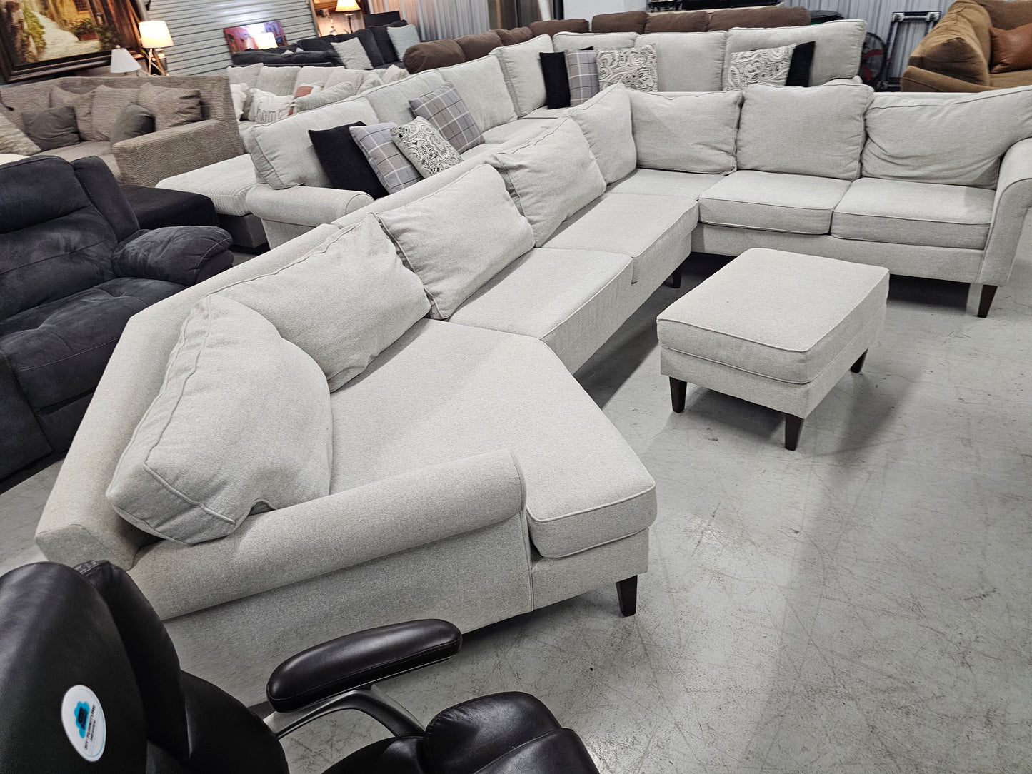 Gray Emerson Sectional by Havertys with Ottoman - D57
