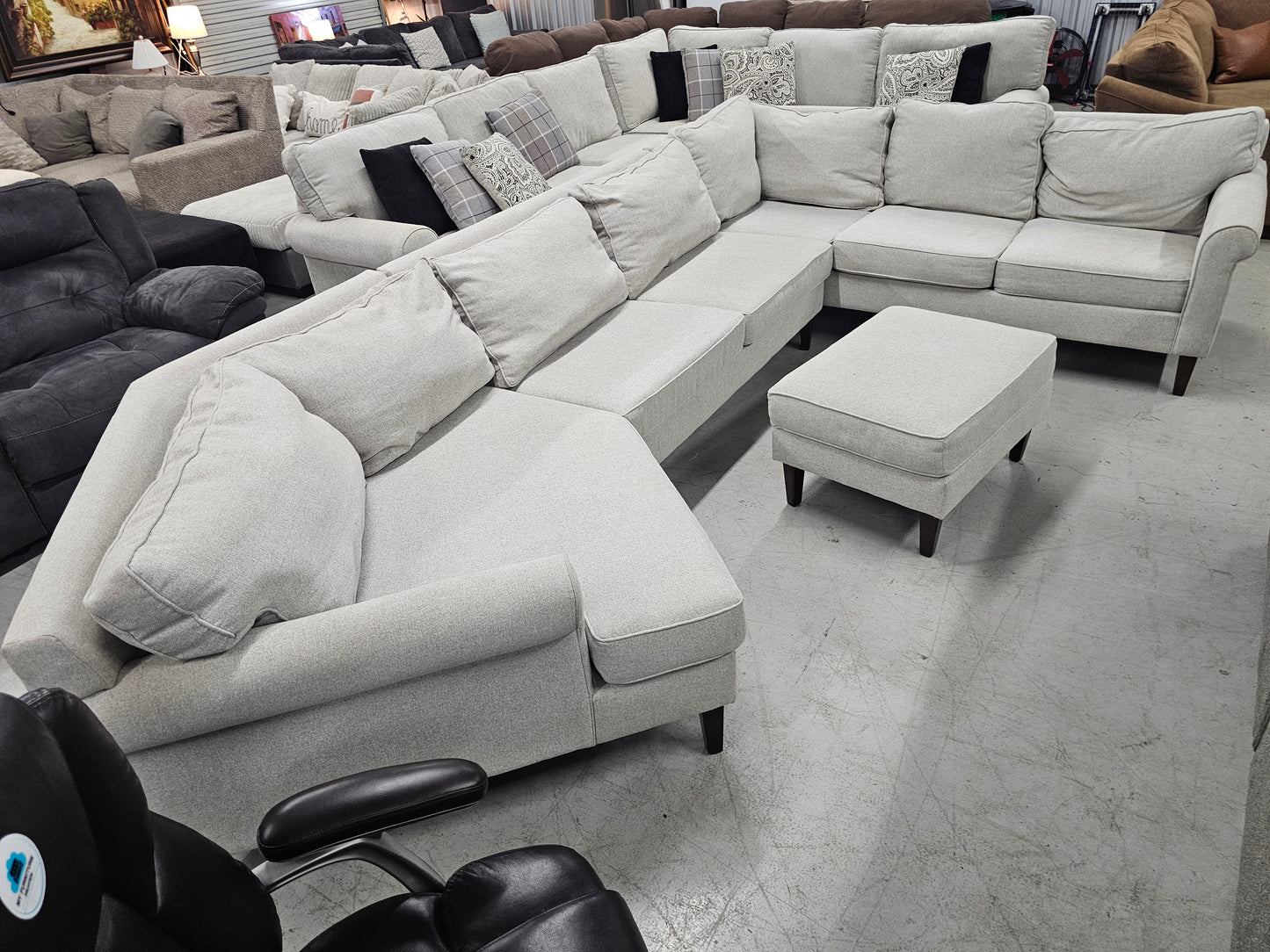 Gray Emerson Sectional by Havertys with Ottoman - D57