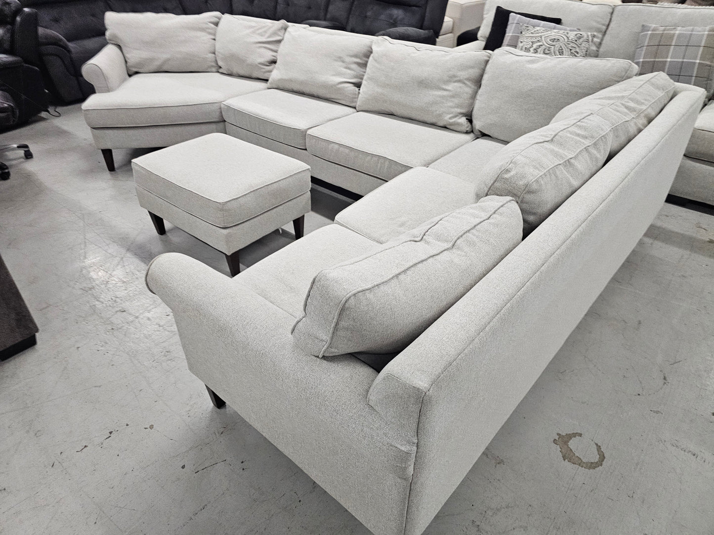 Gray Emerson Sectional by Havertys with Ottoman - D57