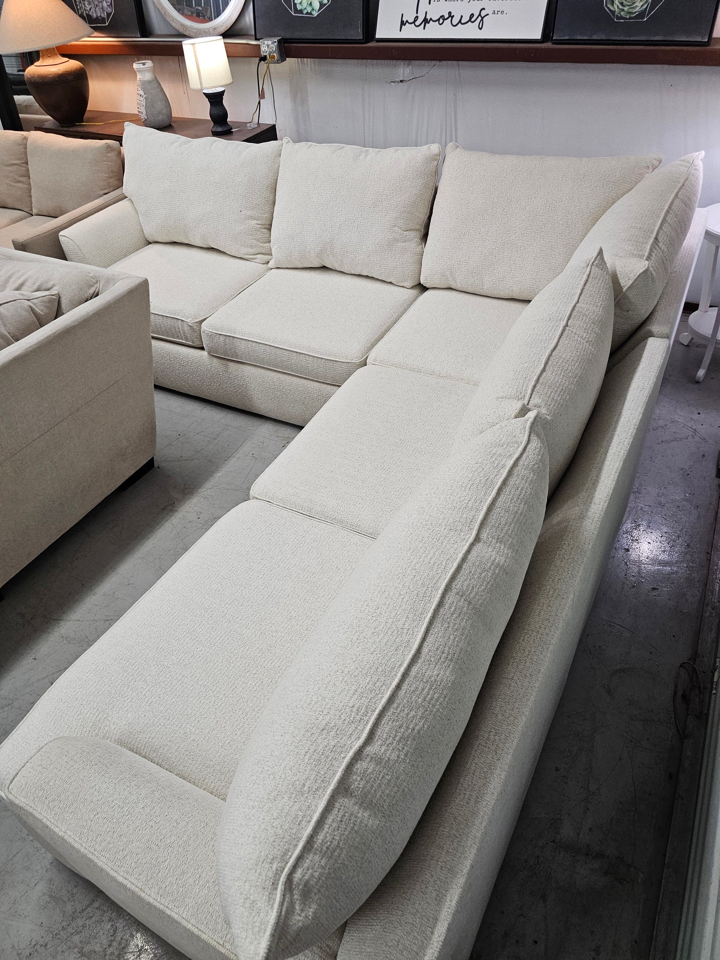 L-Shaped Beige Living Spaces Sectional Couch - D51