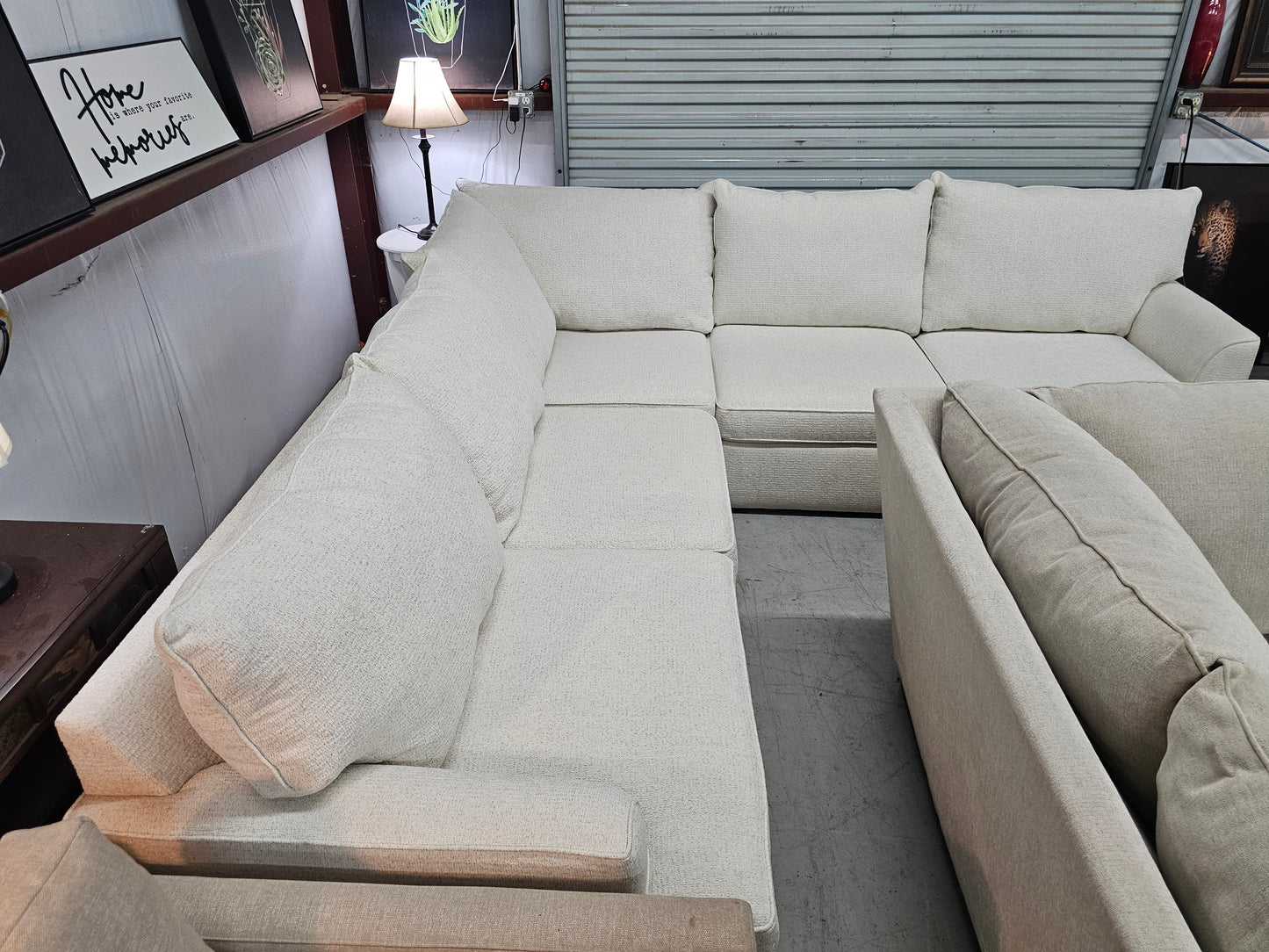 L-Shaped Beige Living Spaces Sectional Couch - D51