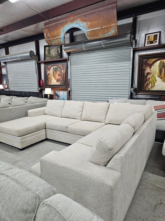 Beautiful Beige U-Shaped Sectional Couch by Living Spaces - D64