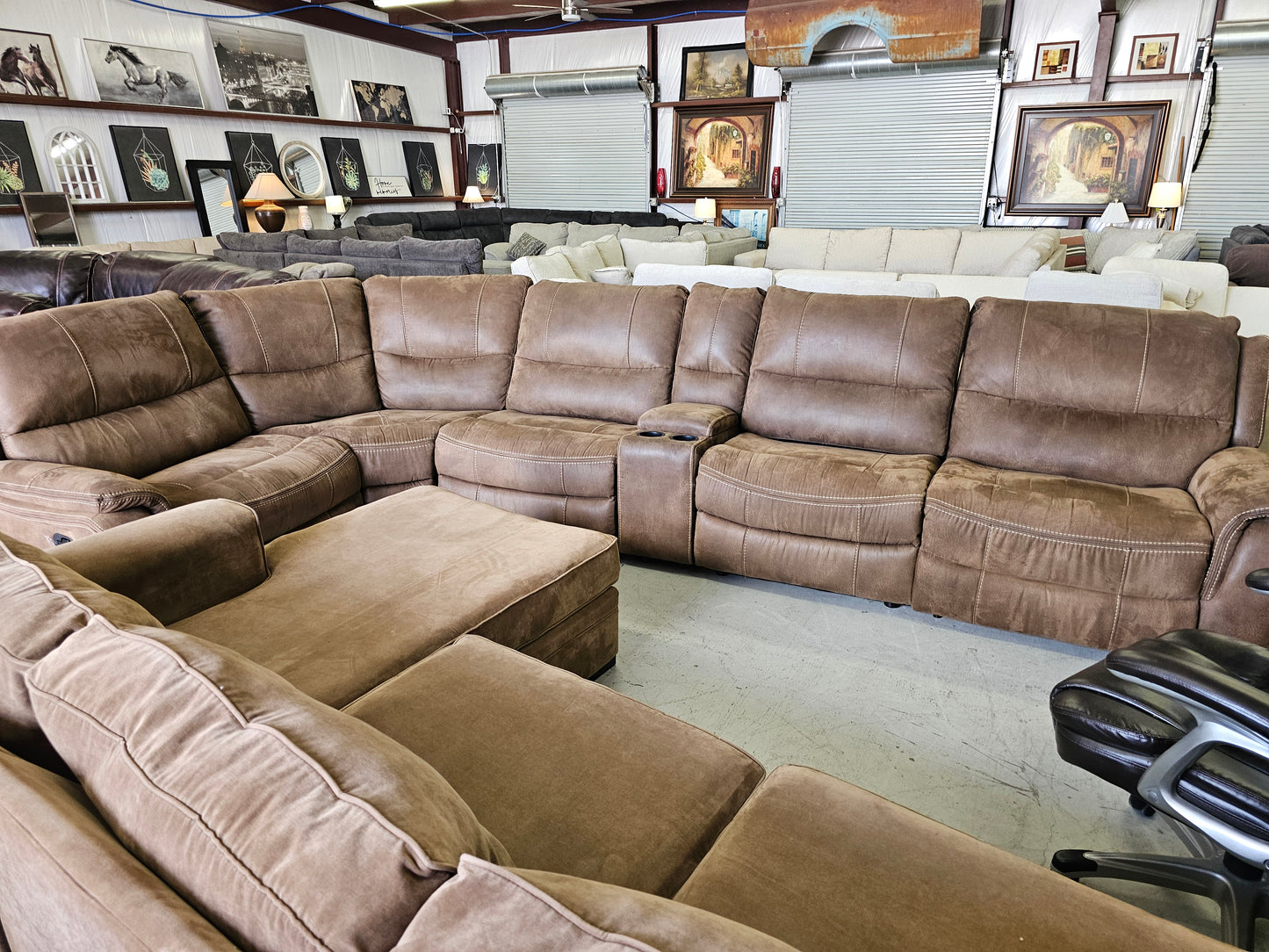 Comfy Brown Reclining Sectional Couch - D71