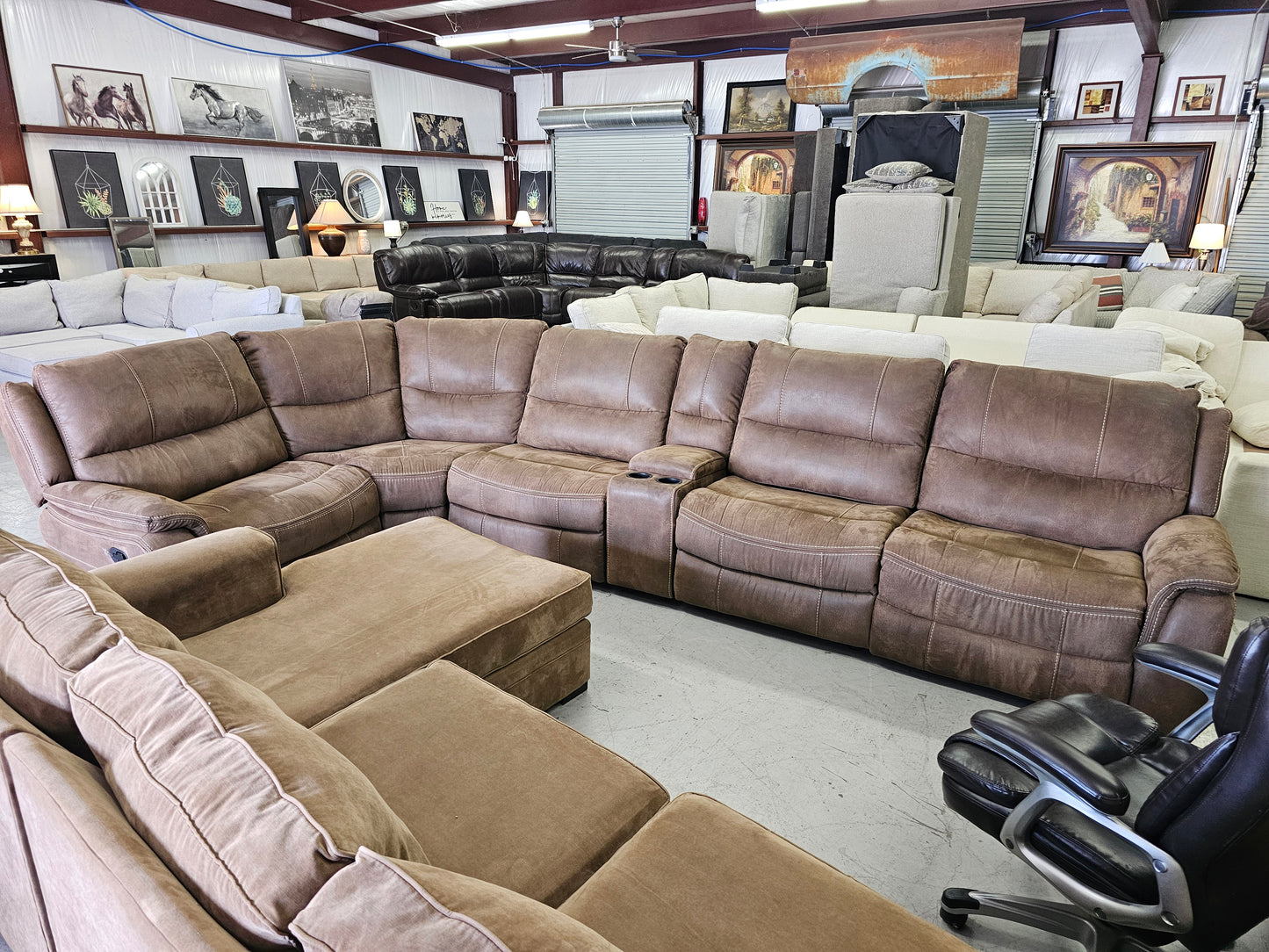 Comfy Brown Reclining Sectional Couch - D71