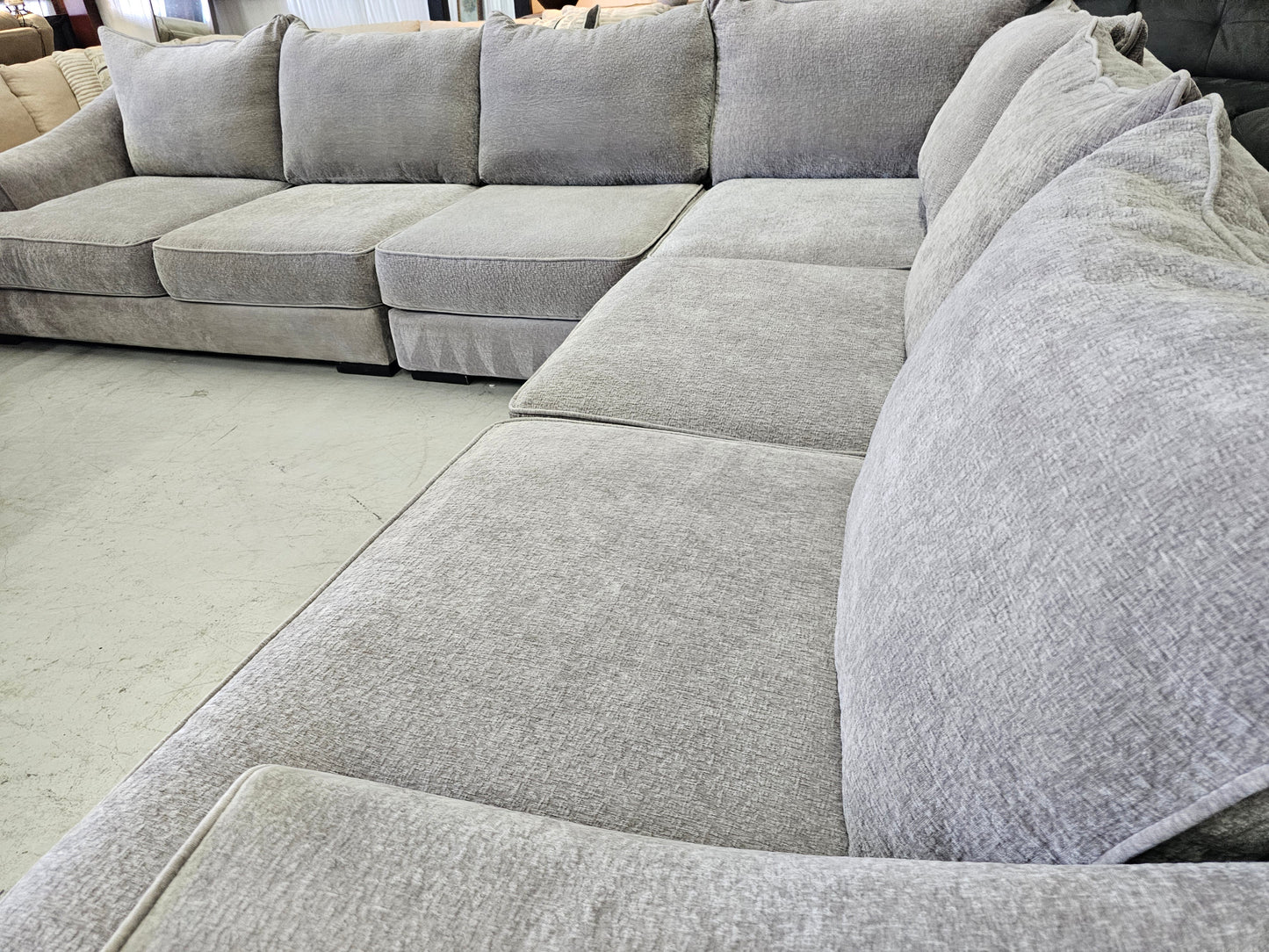 Massive Gray Sectional Couch with Deep Seats - D85