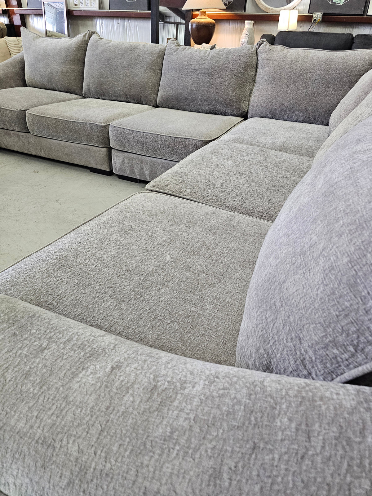 Oversized Gray Rooms To Go Sectional Couch with Deep Seats - D92