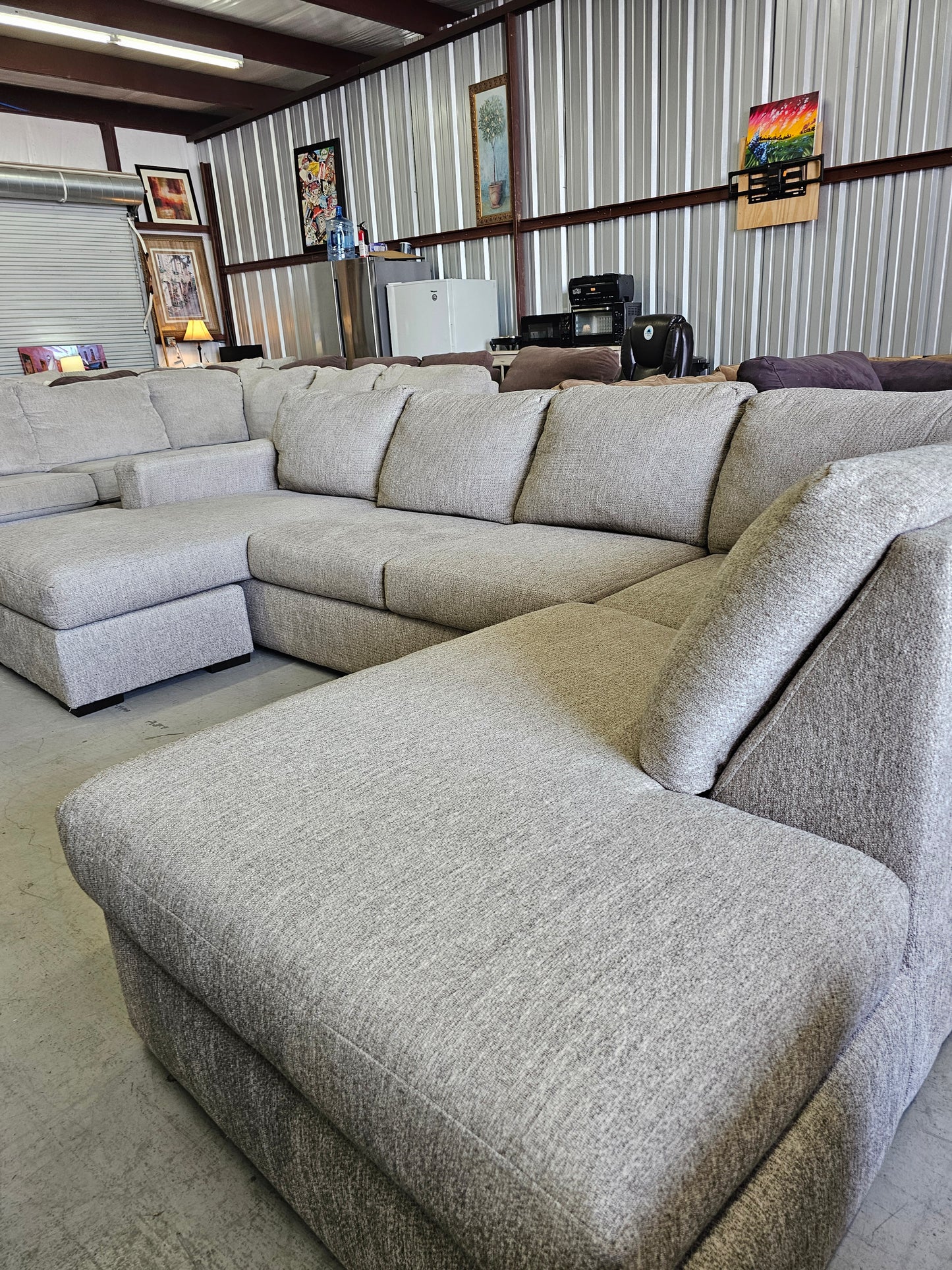 Light Gray U-Shaped Living Spaces Sectional Couch - D79