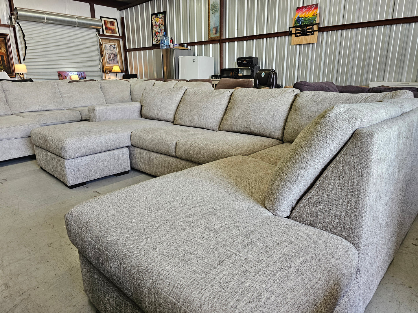Light Gray U-Shaped Living Spaces Sectional Couch - D79