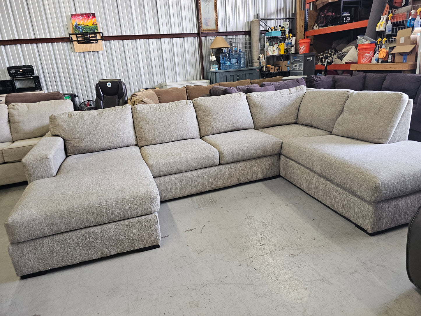 Light Gray U-Shaped Living Spaces Sectional Couch - D79