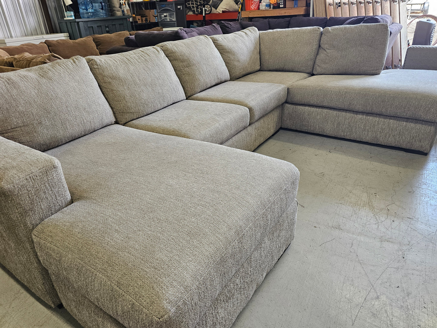 Light Gray U-Shaped Living Spaces Sectional Couch - D79