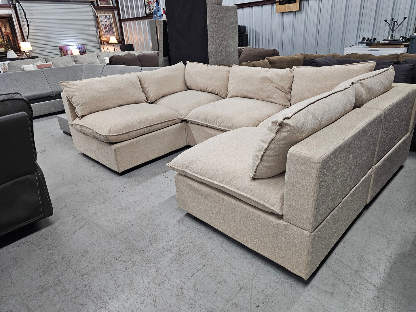 Modular Beige Ashley Furniture Sectional Couch - D84