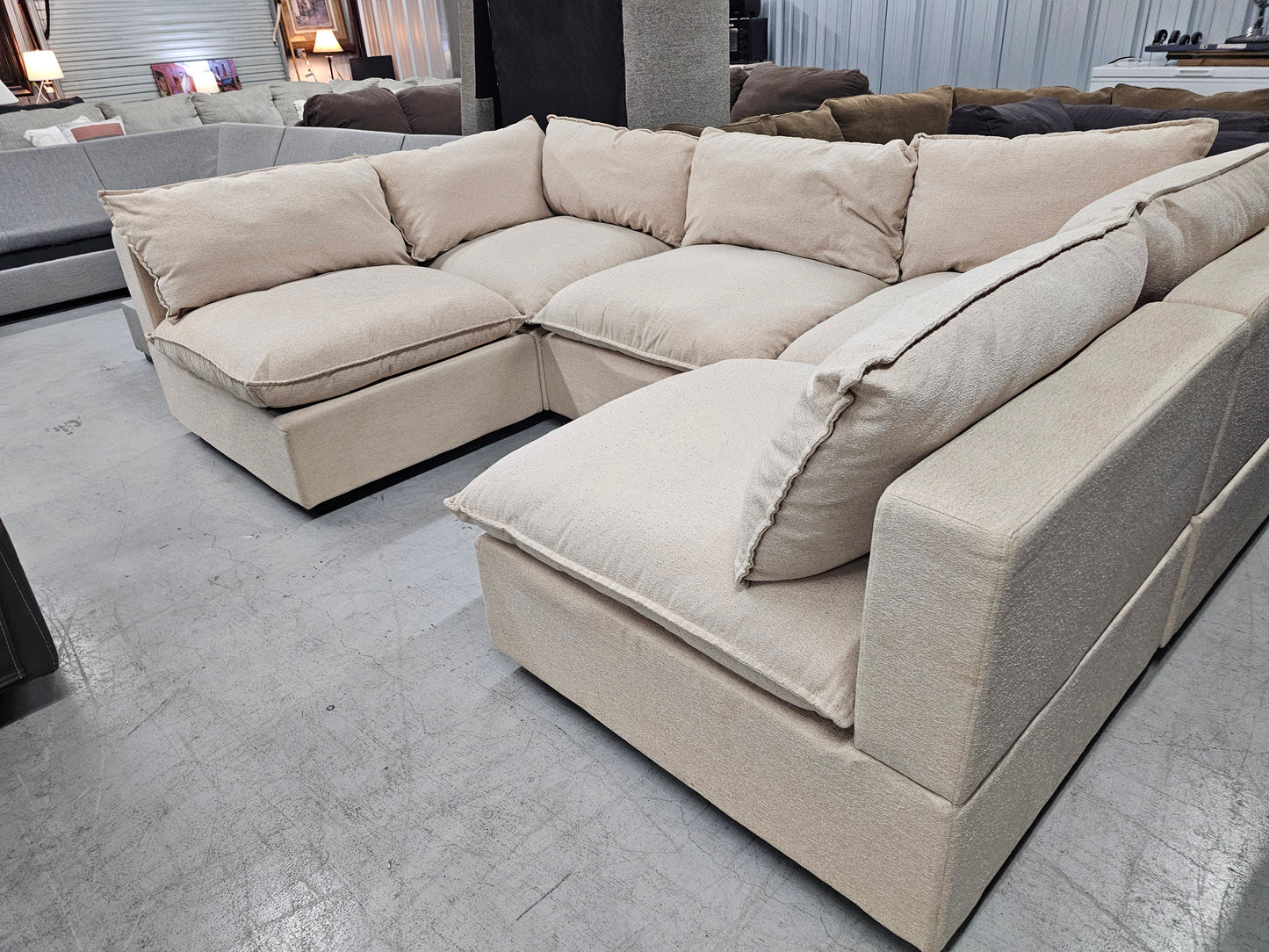 Modular Beige Ashley Furniture Sectional Couch - D84