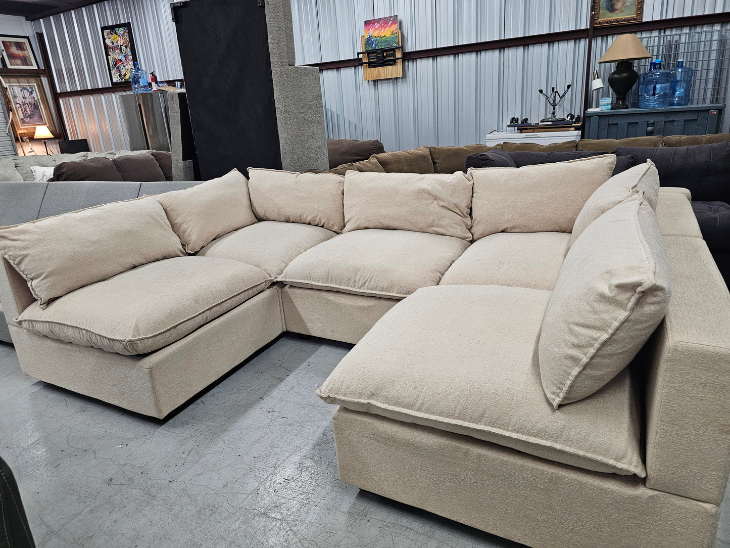 Modular Beige Ashley Furniture Sectional Couch - D84