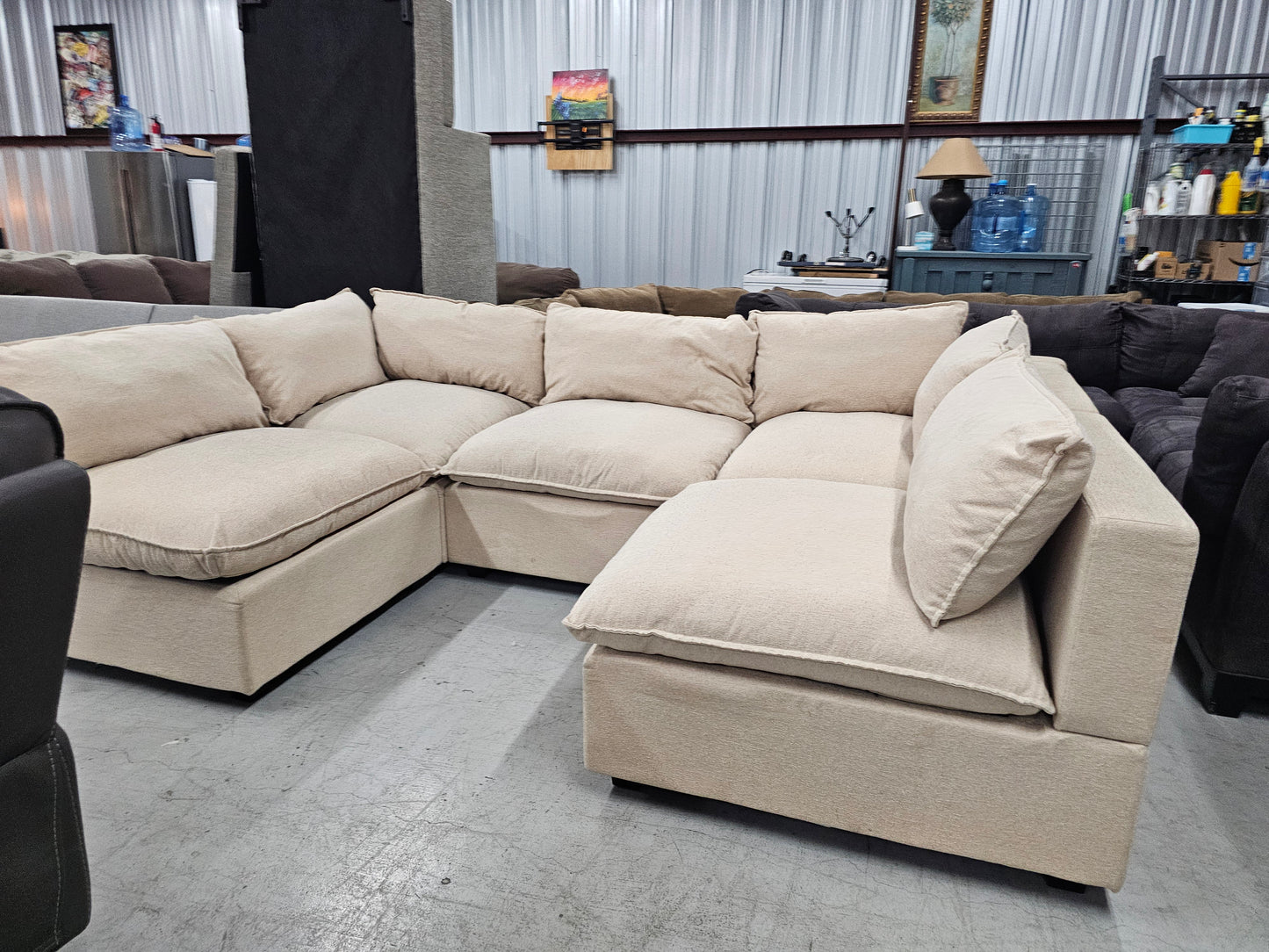 Modular Beige Ashley Furniture Sectional Couch - D84