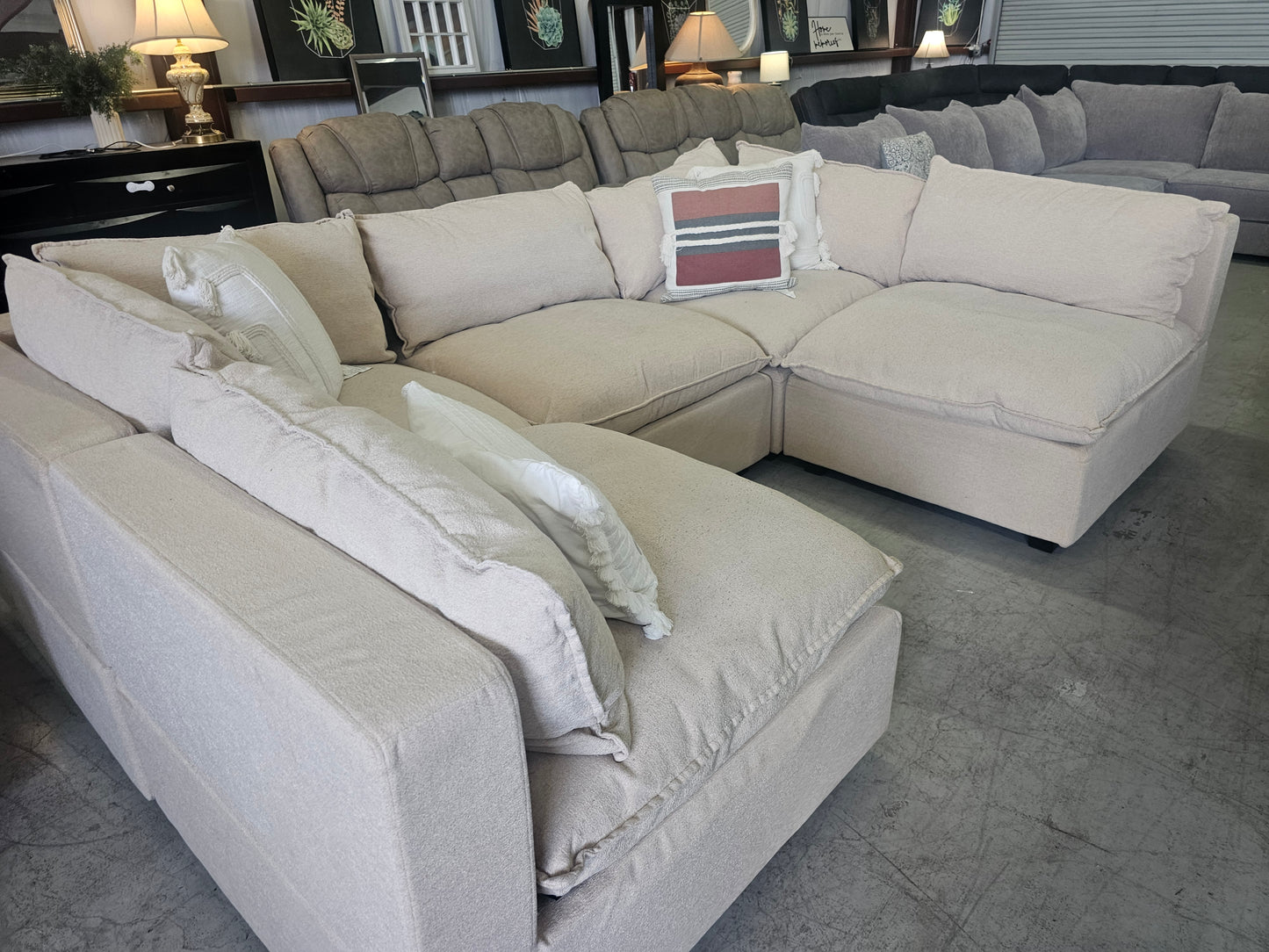 Modular Beige Ashley Furniture Sectional Couch - D84