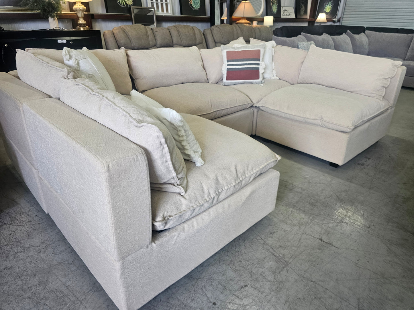 Modular Beige Ashley Furniture Sectional Couch - D84